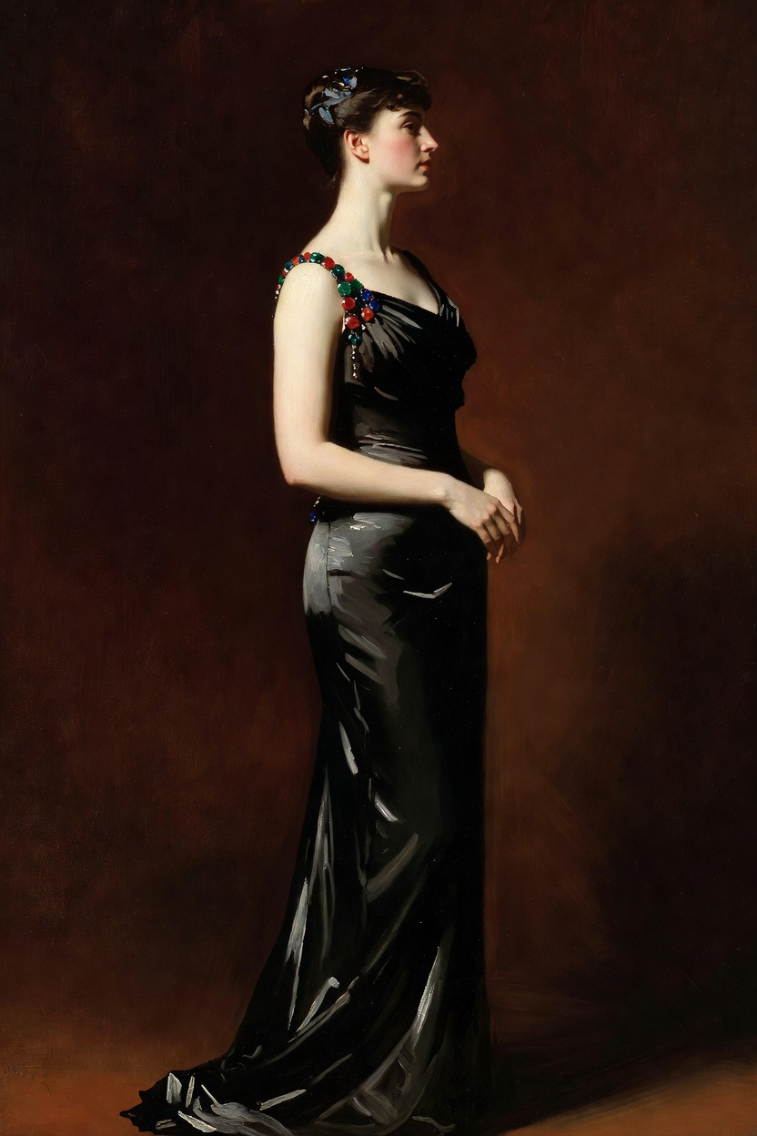 A portrait after the manner of 1884. The face is turned.